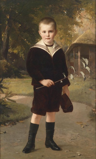 Jongen in matrozenpak, gesigneerd, gedateerd H. Lauenstein 1892 door Heinrich Lauenstein